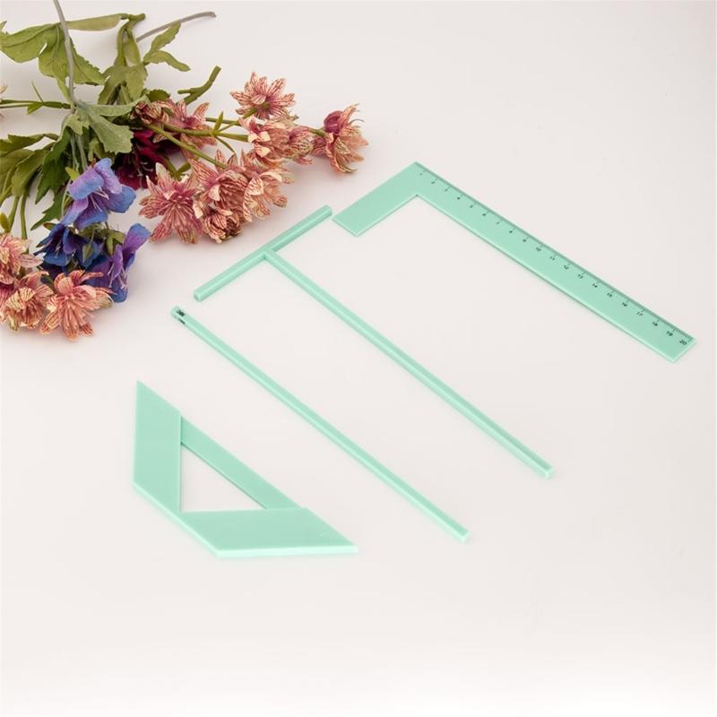 Multifunctional Bookbinding Ruler Set Includes L Ruler, T Ruler, Spacing Guide, Corner Cutting Square and Carrying Case