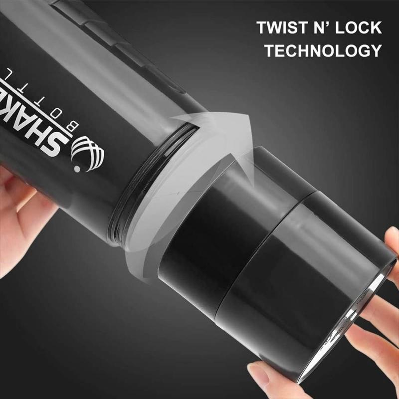 Proteinová šejkrová láhev Nepropustná láhev na proteinové směsi 3vrstvý šejkrový pohár se šroubovacím víčkem Sportovní šejkrová láhev na proteinový prášek