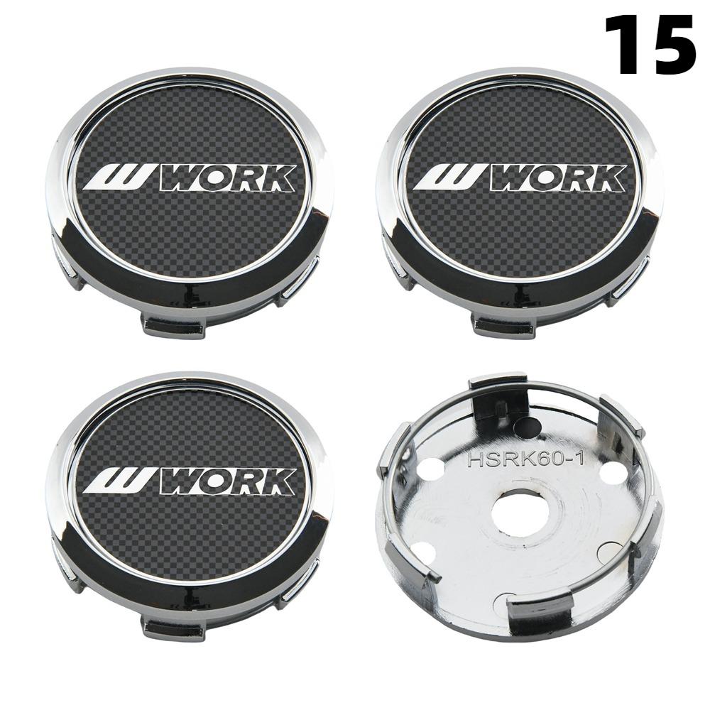 4PCS OD 60MM / ID 56MM Cap For Rims WORK EMOTION EQUIP MEISTER VS Emblem Wheel Center Cap Sport Car Logo Wheel Cover Hub Caps