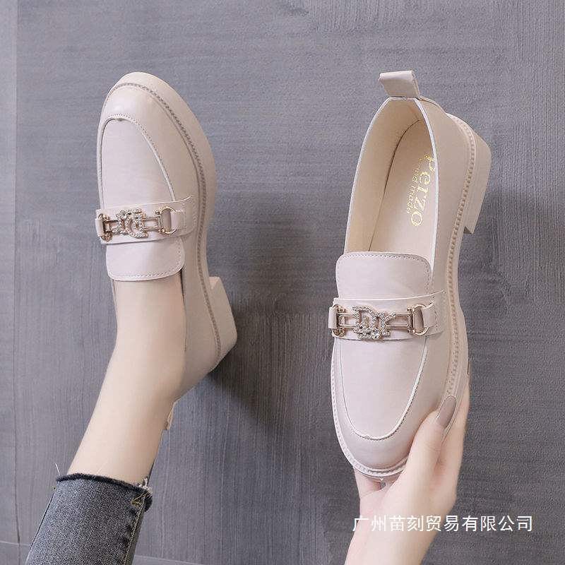 Women's Small Leather Shoes Women's British Style Women's Shoes Small Fragrant Style Soft Sole One Pedal Spring and Autumn Students