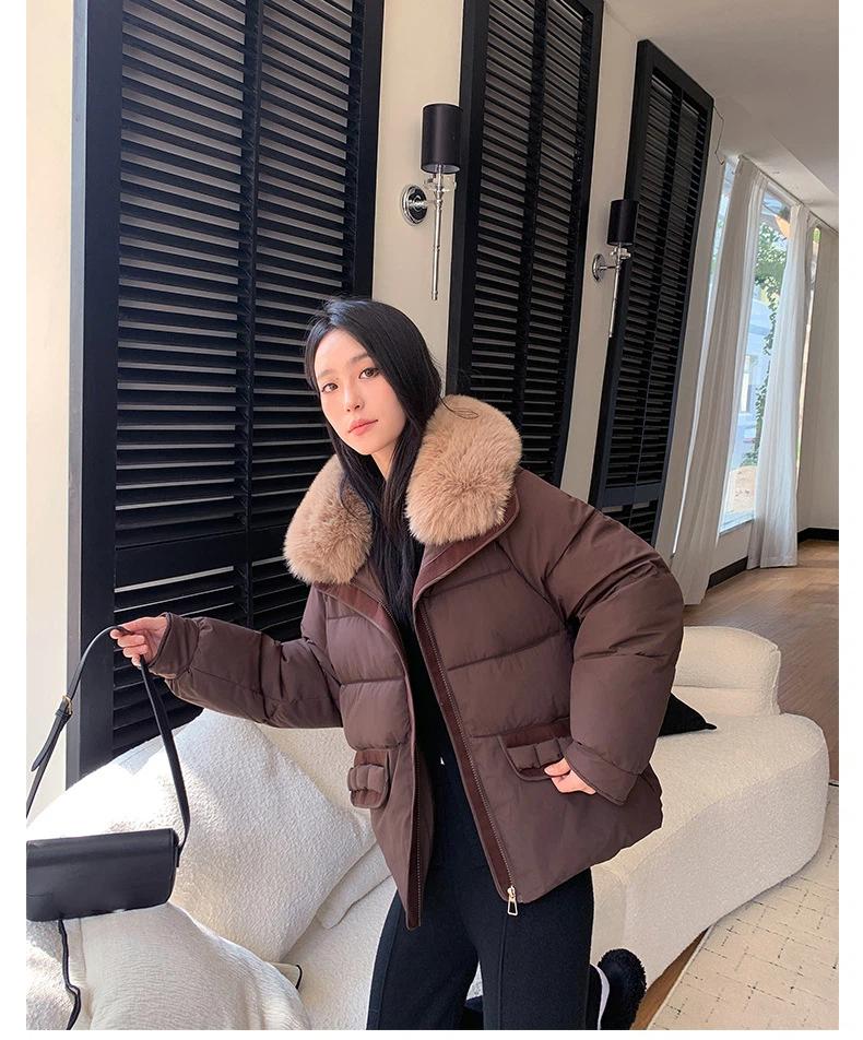 Damen Kurz Großer Pelzkragen Winddicht Verdicken Warm Winterjacke