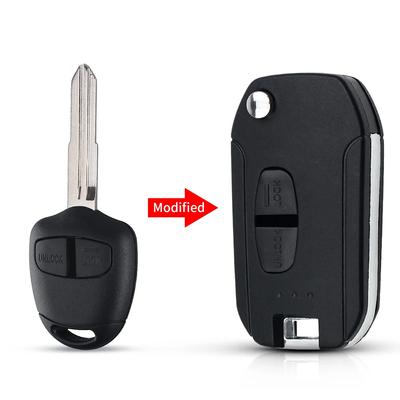 Capa de chave remota flip modificada para Mitsubishi Pajero Sport 2 New ASX GRANDIS Outlander LANCER-EX X lâmina direita/esquerda