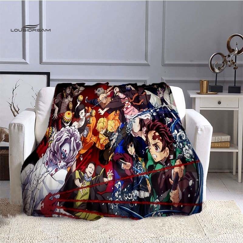 LOUSIDREAM Demon Slayer Deky pro postele Home Travel Flanelová deka pro dospělé na gauč Obývací pokoj Pohovka Child Keep Warm
