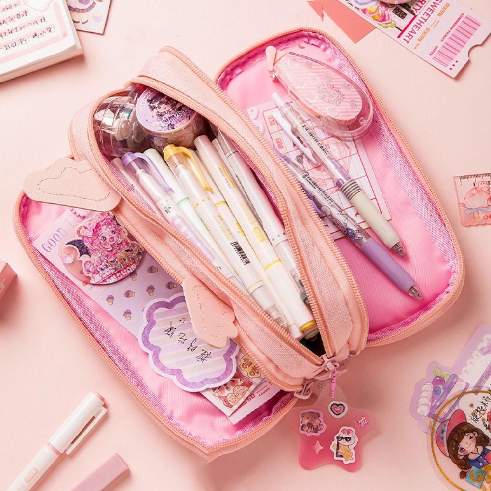 Large Capacity Angel Pencil Cases Girl Rabbit Angel Pen Box Pretty Angel Pencil Bag  Stationery