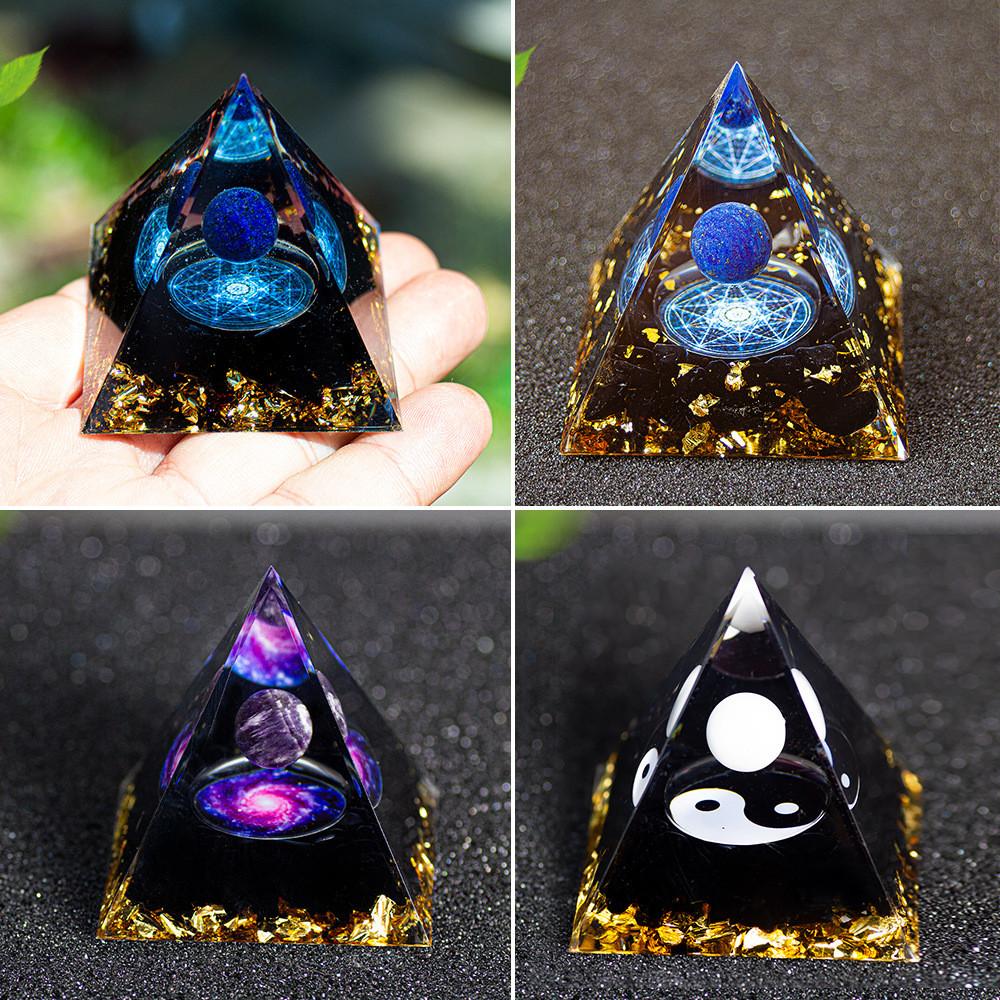 Resin Art Crystal Ball Pyramid Home Decor With Modern Minimalist Style For Living Room Display