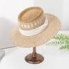Fashion Woven Straw Hat With Wide Brim And Strap Decoration For Daily Wear