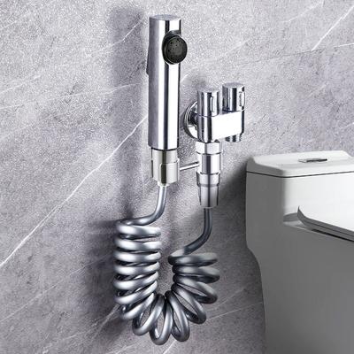 Torneira para Máquina de Lavar Louça Latão Cinza/Cromo Conjunto de Torneira Dupla Uso Banheiro Bidê Montada na Parede Bico de Limpeza de Banheiro de Alta Pressão