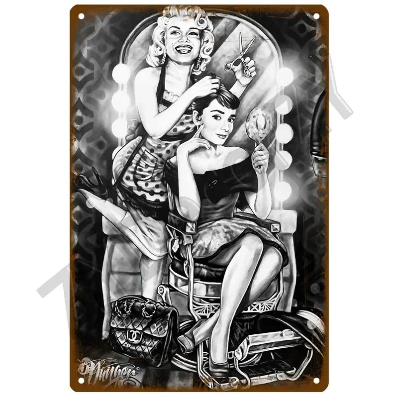 1pc Vintage BARBER SHOP Metal Sign Poster Cafe Bar Pub Tin Sign Plaque Retro Haircut and Shave Beard Sign Home Decor 8x12 Inch