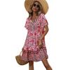 2026 Women's Small Floral V-Neck Loose Casual Bohemian Vacation Style Dress Large Size High-end Women's Clothing