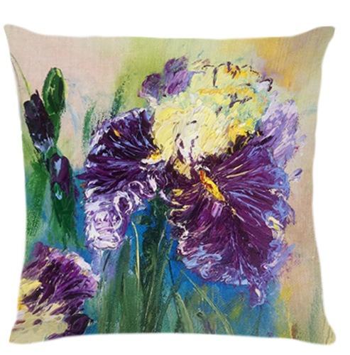 Art Oil Painting Floral Print Home Decor Pillowcase Bedroom Living Room Sofa Decoration Polyester Cushion Cover With Zipper