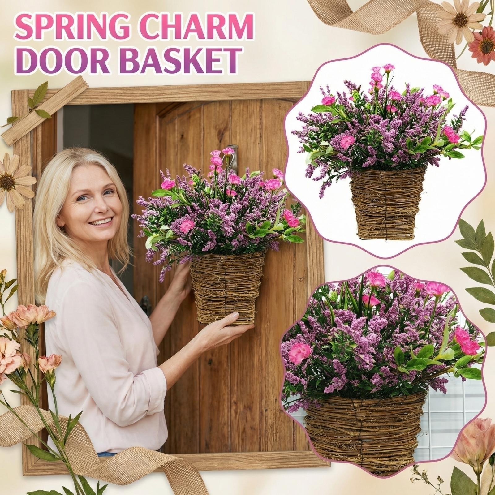 

Hydrangea Basket Garland Simulation Rattan Basket Door Basket Door Hanging Decorative Garland One Size