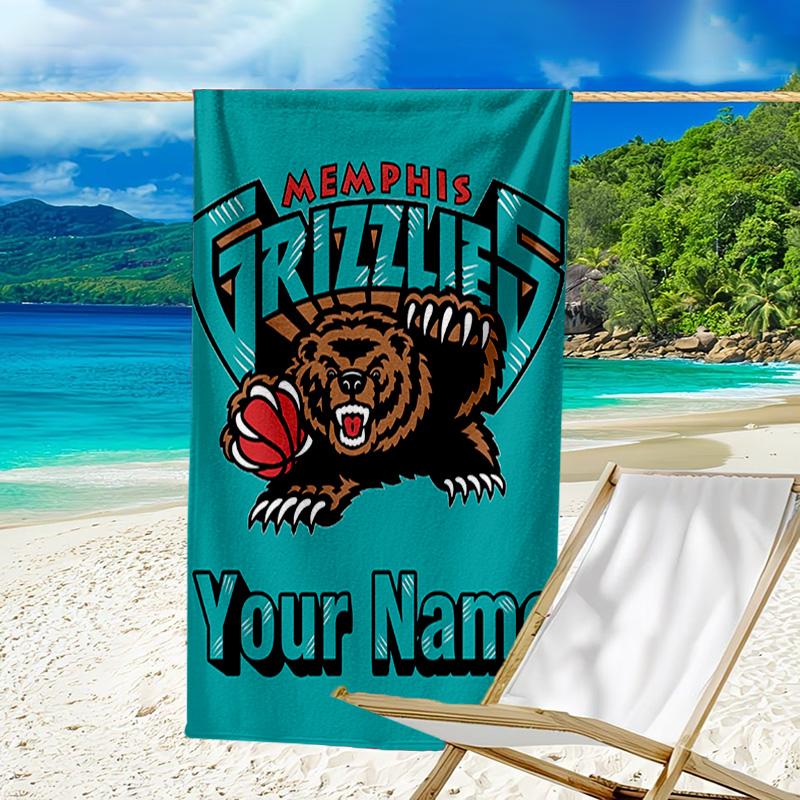 Custom Name Beach Towel Grizzly Marks Logo Design Beach Towel, Soft Microfiber, Gift for Her/Him, Birthday, for Pool, Beach, Travel, Fan gifts