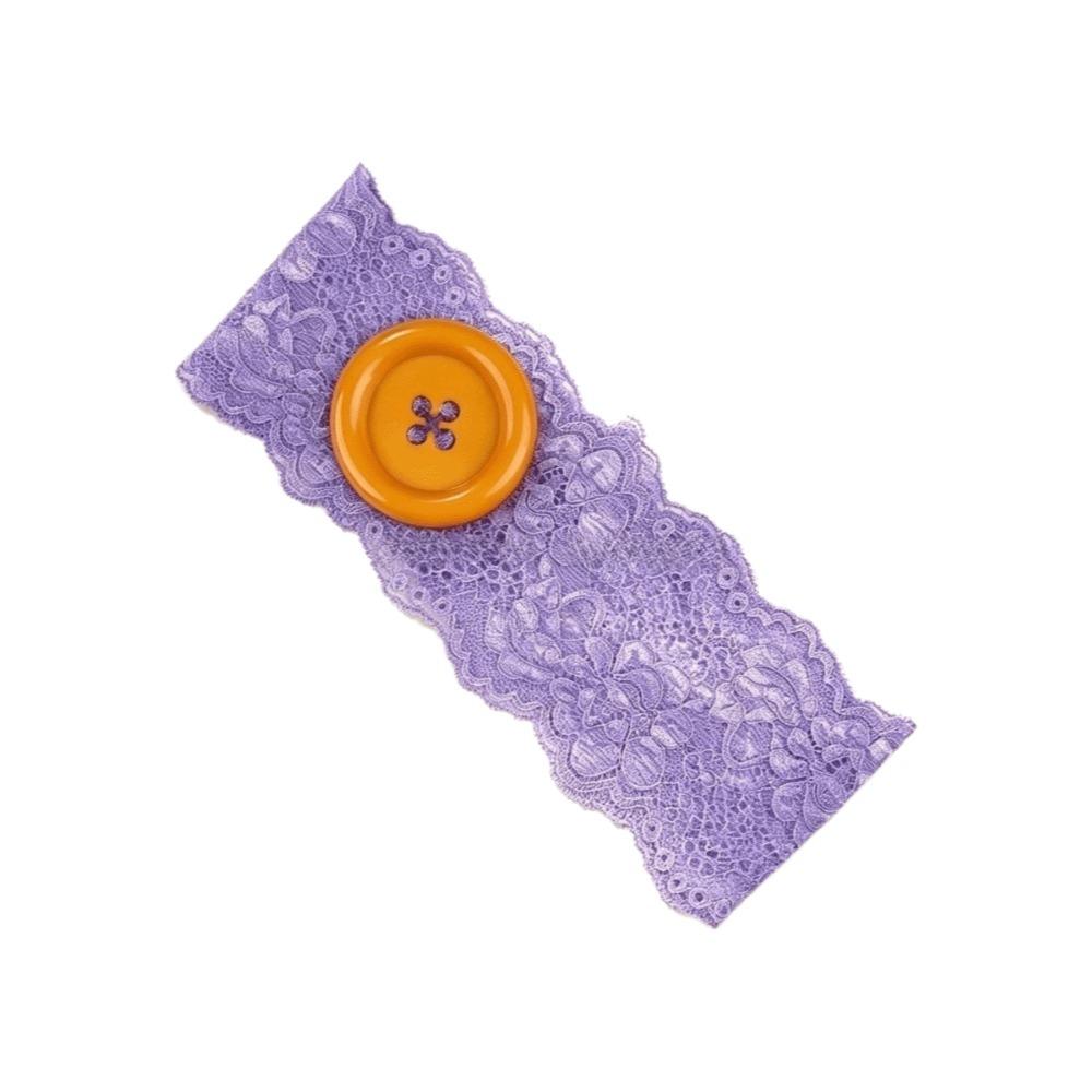 Korean Style Button Headwrap Lightweight Mesh Elastic Hair Bands Lace Floral Headbands Girls фиолетовый