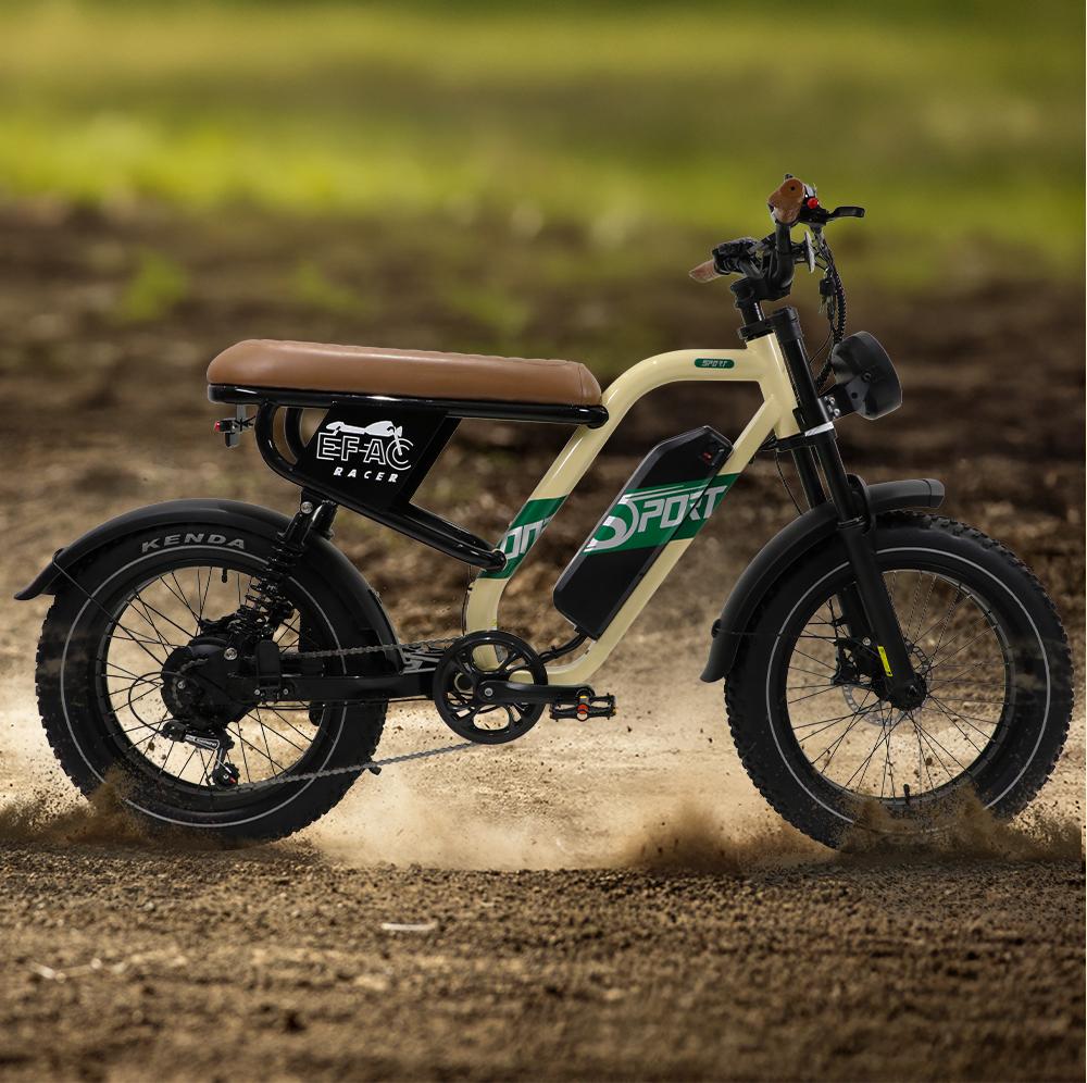OneSport W66 Retro electric bike 20", 500W motor, 48V 13.5Ah battery, range 40-100 km, full suspension, LED display