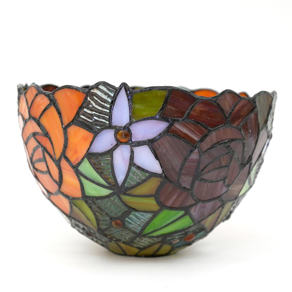 1pc Replacement Retro Wall Lamp Shade, Modern Bedroom Dining Table Room Decoration Lamp, Stained Glass Rose Lampshade