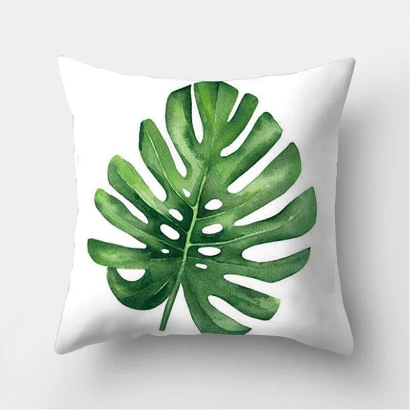 Tropischer Blatt-Kaktus-Monstera-Kissenbezug, 45 x 45 cm, Polyester, Kissen, Sofa, Heimdekoration, Dekoration, dekorativer Kissenbezug