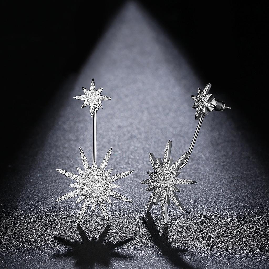 Kristall Schneeflocke Hängeohrringe für Damen Trendige Strass Zirkon Ohrringe Hochzeitsparty Schmuck Dropshipping