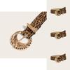 Tiger Print Stylish Narrow Belt With Faux Leather And Metallic Clasp For Office And Daily Use