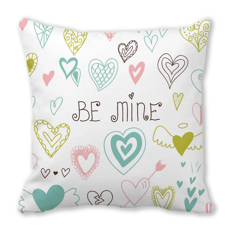 Home Decor Valentine Love Phrases Cushion Cover Decor Pattern Cushion Cover Suitable for Sofa Bedroom Car Pillow Cover