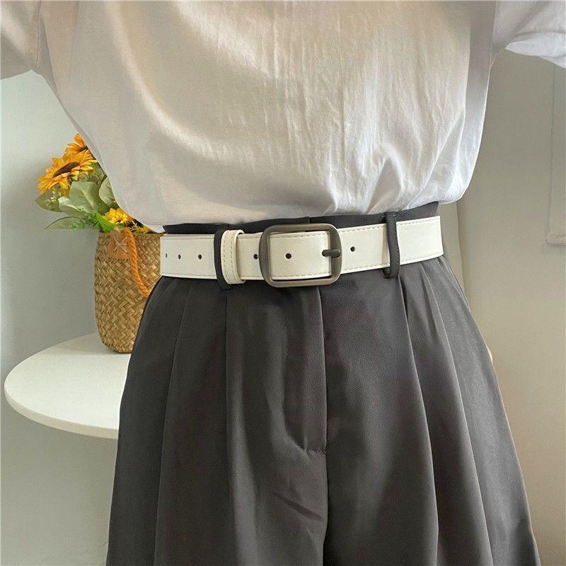 Korean Style Trendy Retro Belt With Square Buckle For Youth Perfect For Jeans And Casual Wear