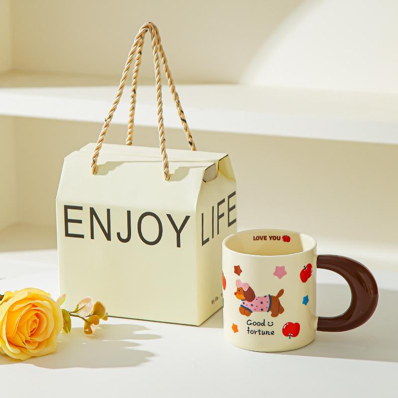 Dachshund Mug Girl Cute Household Drinking Cup New Coffee Breakfast Cup Couple Ceramic Cup