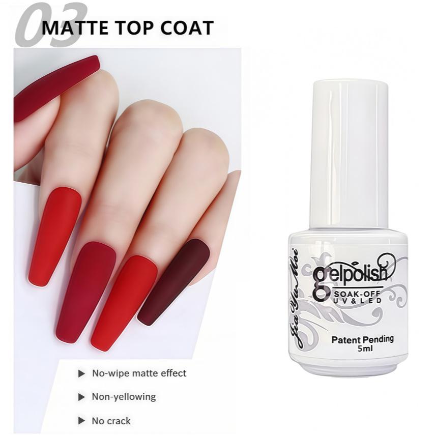 GELPOLISH Nail Art Set: Base, Top Coat, Transparent & White Gel Polishes