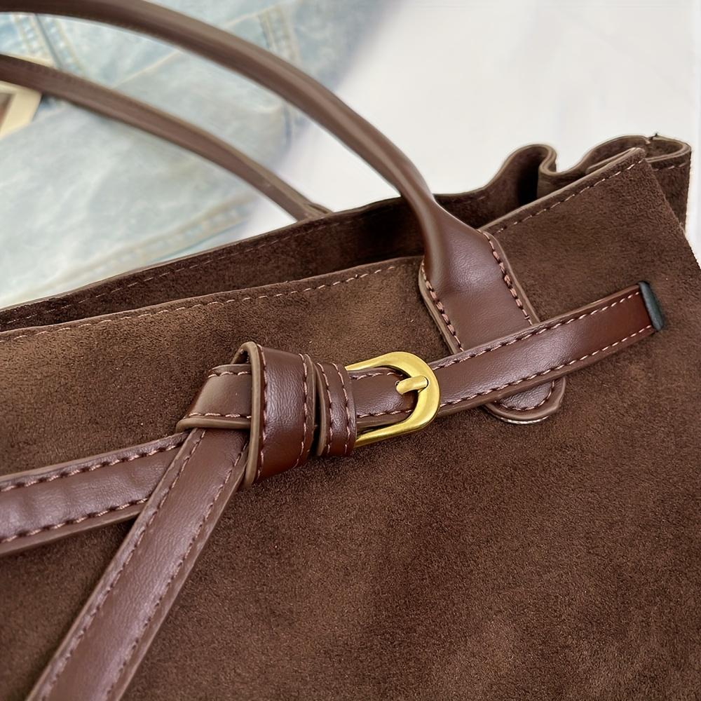 Women's small handbag, casual, large capacity, new retro style, faux suede, women's shoulder bag, commuting, work, tote bag