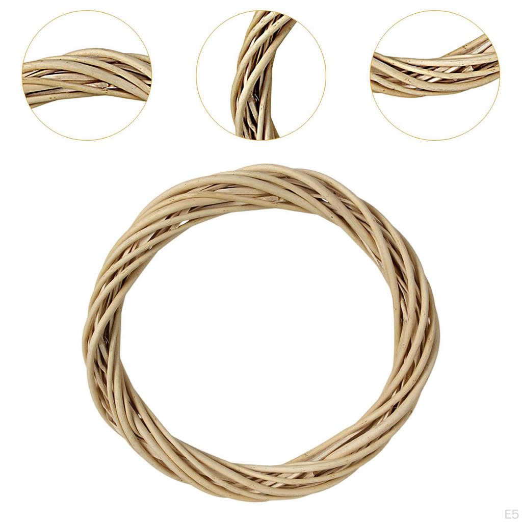 DIY Rattan Wreath Artificial 6" Round Woven Hanging Ornament Crafts for Christmas