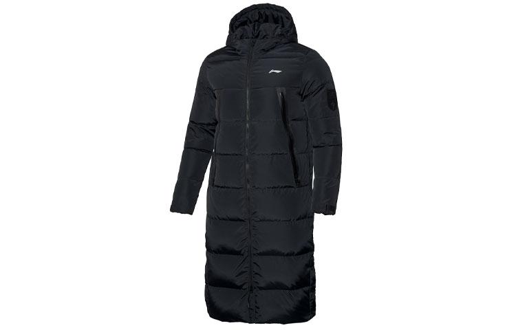 Li Ning Down Jackets Men s Black Hooded Moderate Down Coat AYMP125-1 M