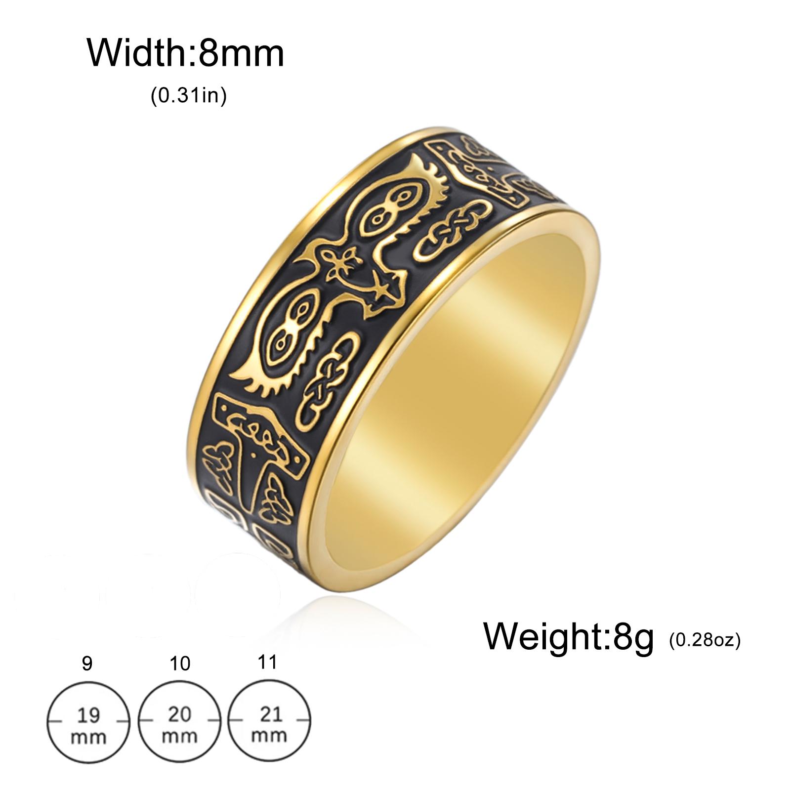 Likgreat Vintage Wikinger Odin Rabe Geschlossener Ring Edelstahl Nordischer Schutz Amulett Schmuck Für Männer Frauen Tier Fingerring 9 beige
