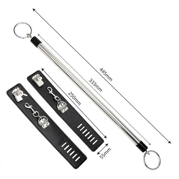 PU Leather Hand Cuff Bracelet Stainless Steel Spreader Bar with Lock & Keys
