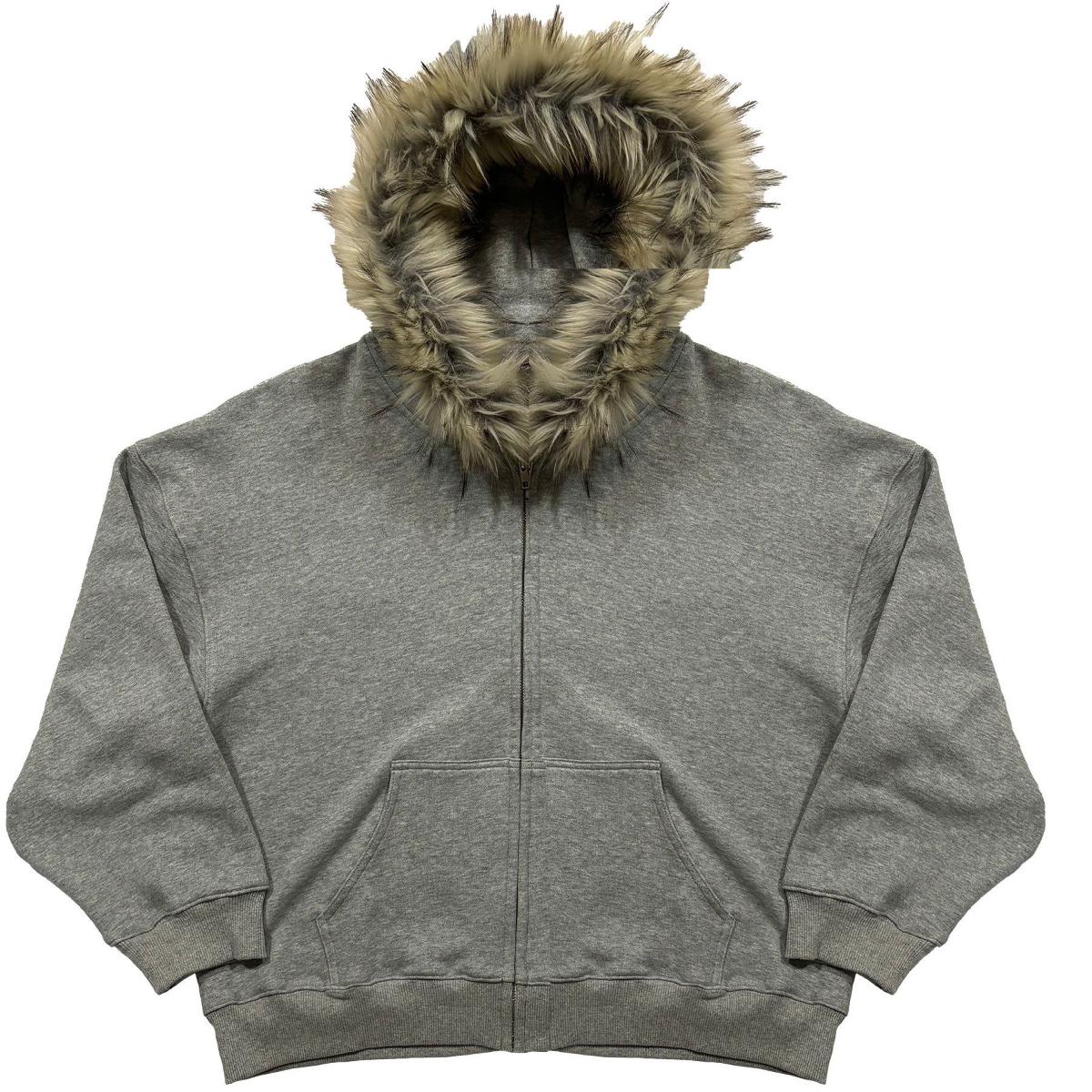 

DRIPX Fluffy Hat Hoodie Solid Color Casual Long Sleeve Hoodie Retro Coat Street Trend Y2k S серый