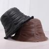 Niche soft leather PU fisherman hat children versatile street retro bucket hat basin hat autumn and winter