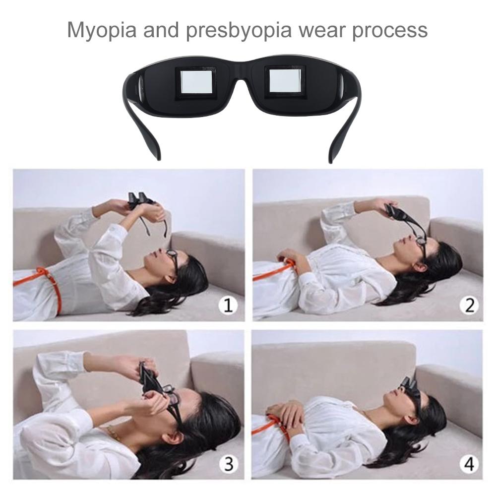 Lazy Horizontal Glasses Bed Reading Prismatic Periscope Glasses Creative Lying Down Watching TV Glasses HD Readers Glasses
