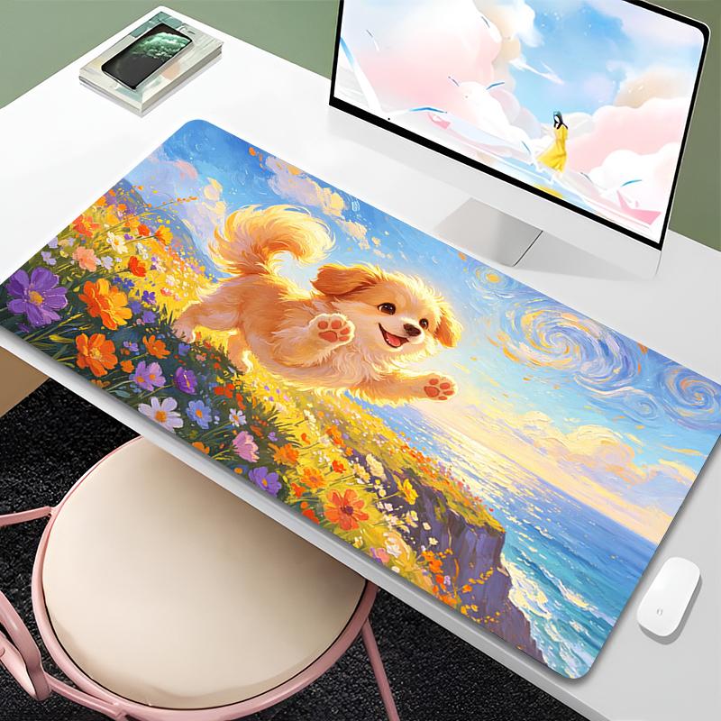 Mouse Mats Artistic style Cartoon Desk Mat Large Gaming Accessories Natural Rubber Mouse Pad Cute dog Mousepad Non-Slip Carpet