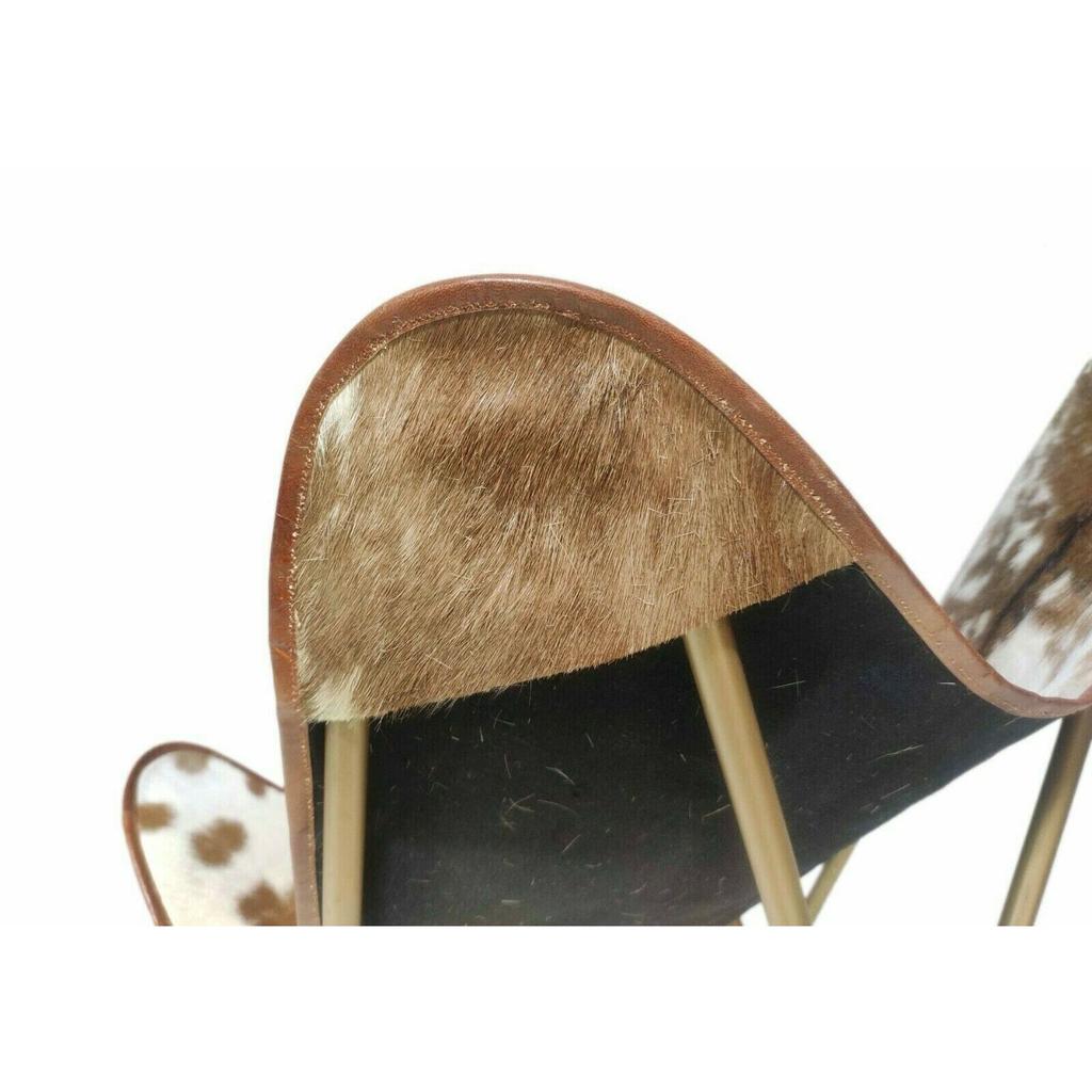 Handmade Vintage Cowhide Leather Butterfly Chair Sleeper Seat RelaxChair Folding