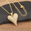 Nidin New Arrival Romantic Heart Shape Elegant Aesthetic Pendant Necklace 2 Styles For Female Male Shine Zircon Jewelry Gifts
