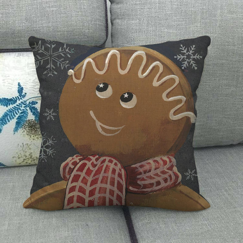 Christmas Happy Cartoon Pattern Digital Printing Short Plush Pillow Covers For Car Sofa Office Cushion Cover Home Goods