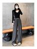 145cm High-Waisted Narrow-Leg Drawstring Knit Pants – Korean Style Women's Early Autumn Pocket Pants