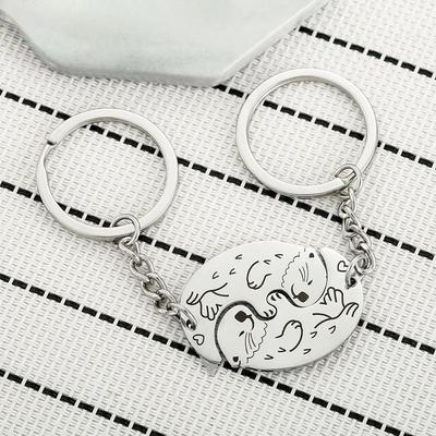 Set di portachiavi a forma di animali, portachiavi per auto, portachiavi a forma di lontre, portachiavi in acciaio inossidabile, portachiavi creativi, regali per migliori amici e coppie