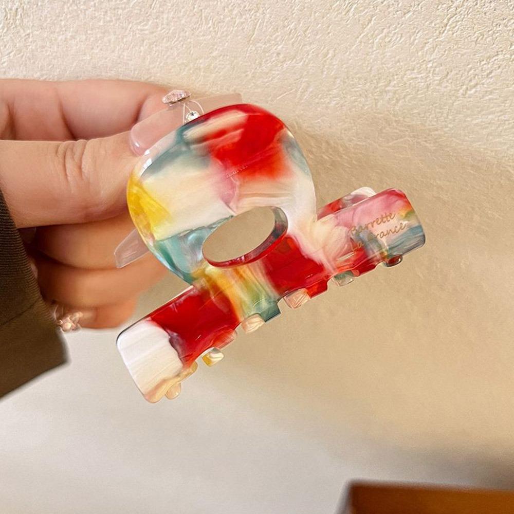 Vintage French Hair Claw Clip Small Elegant Ponytail Holder Sweet Acetate Half-Updo Hairpin for Women