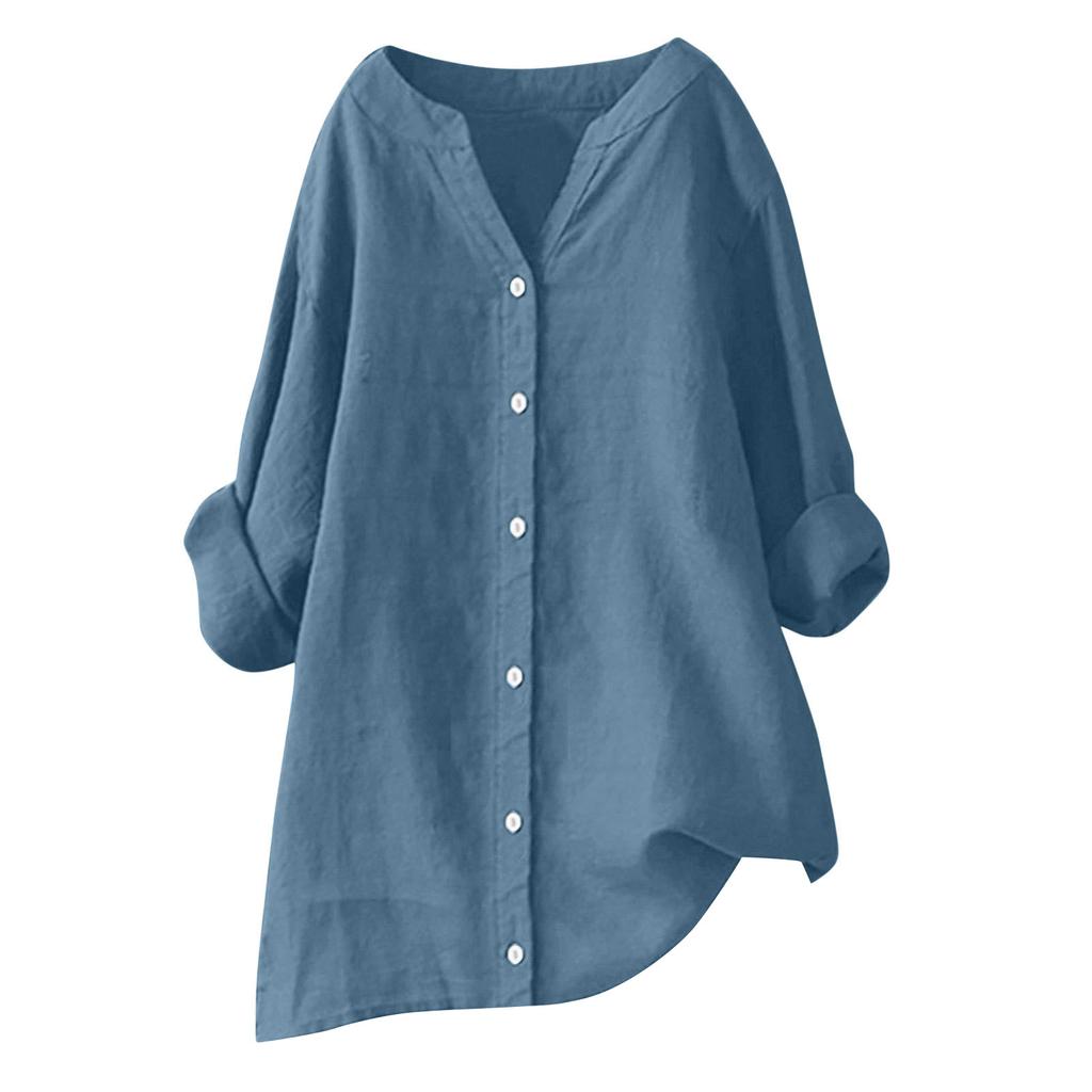 Camicia Casual da Donna a Maniche Lunghe con Bottoni Colorata e Ampia