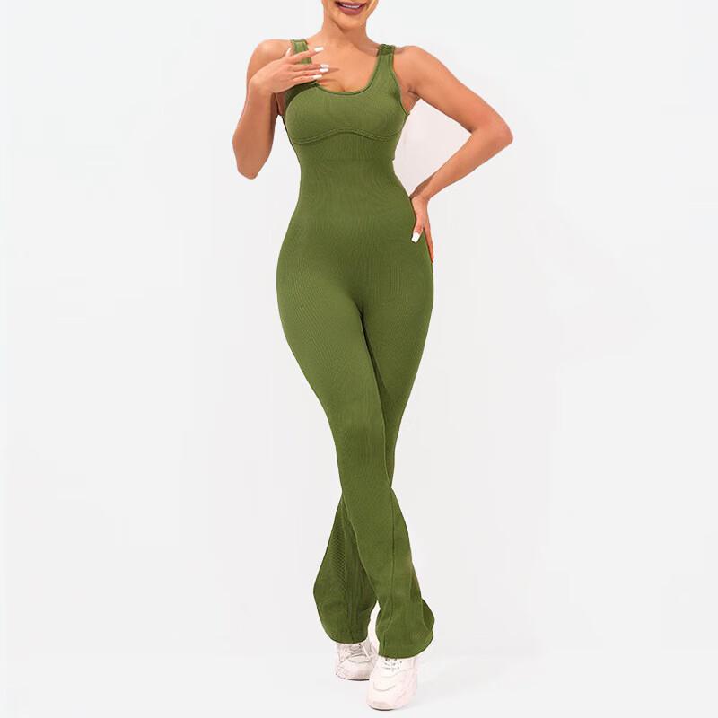 

Longchan Women s Seamless Ribbed Yoga Jumpsuit S-L