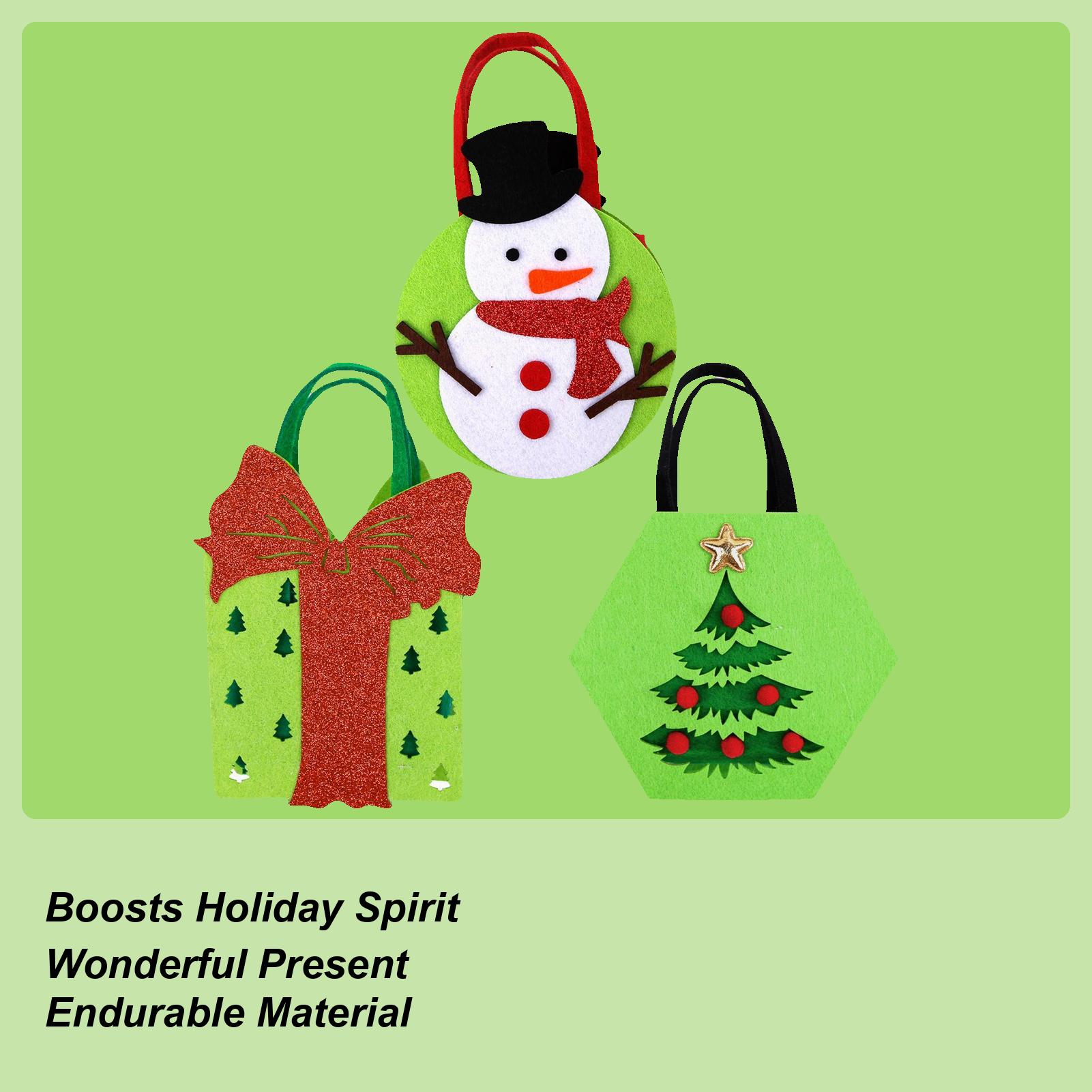 

Christmas Bags 3 Pieces Small Non-Woven Pouch Christmas Wrapping Bags For Holiday Winter Celebration Chocolate Candy Treat 3pcs