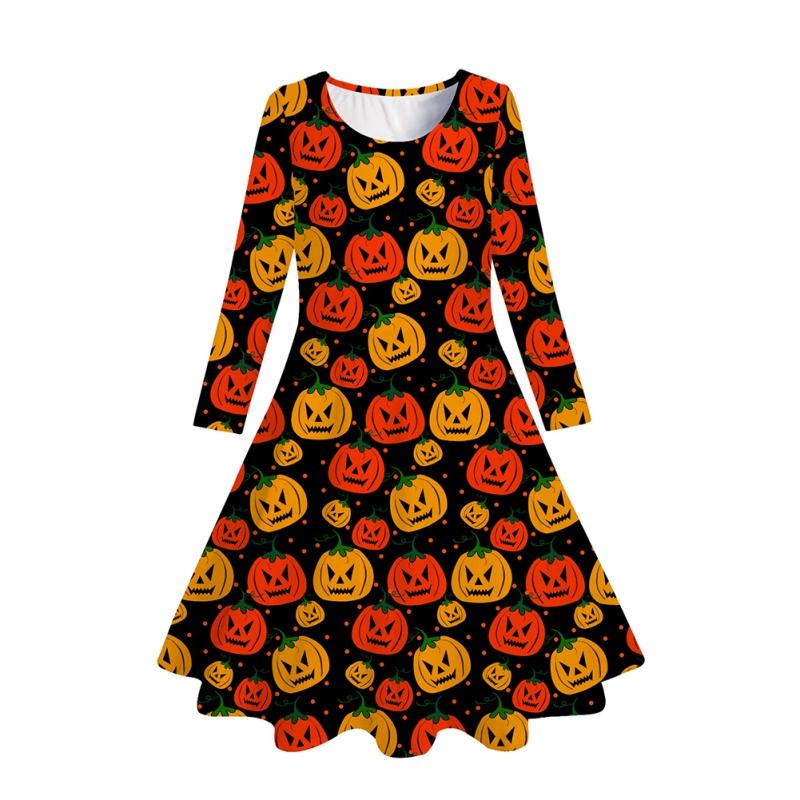 4-12 Jahre Kinder Mädchen Winter Langarm Kleid Halloween Kleid