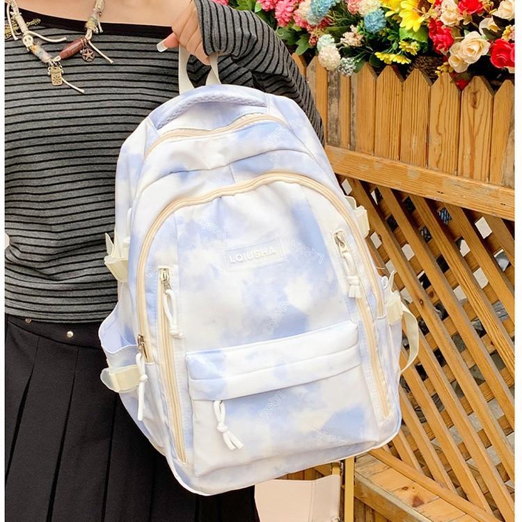 School bag personality trend tie-dye backpack men and women college students school bag fashion junior high school students backpack large capacity