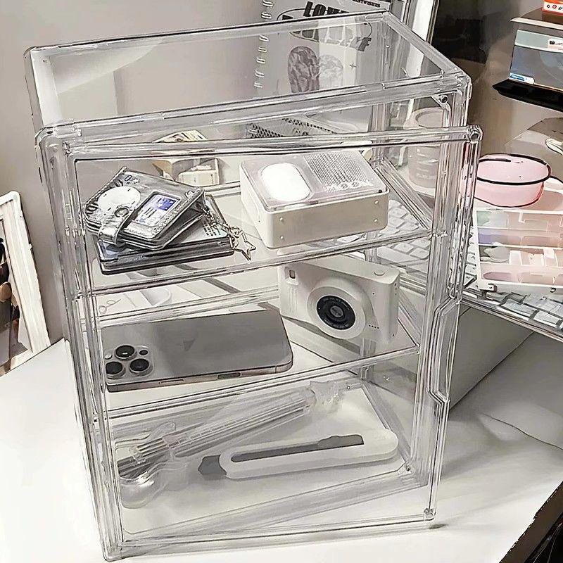Multi-Layer Acrylic Display Case: Transparent Magnetic Storage for Figurines and Badges