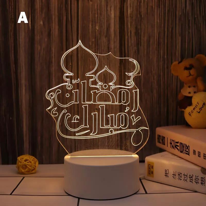 Ramadan LED Light Moon Star Eid Mubarak Muslim Lamp Ornament Home Party Decor