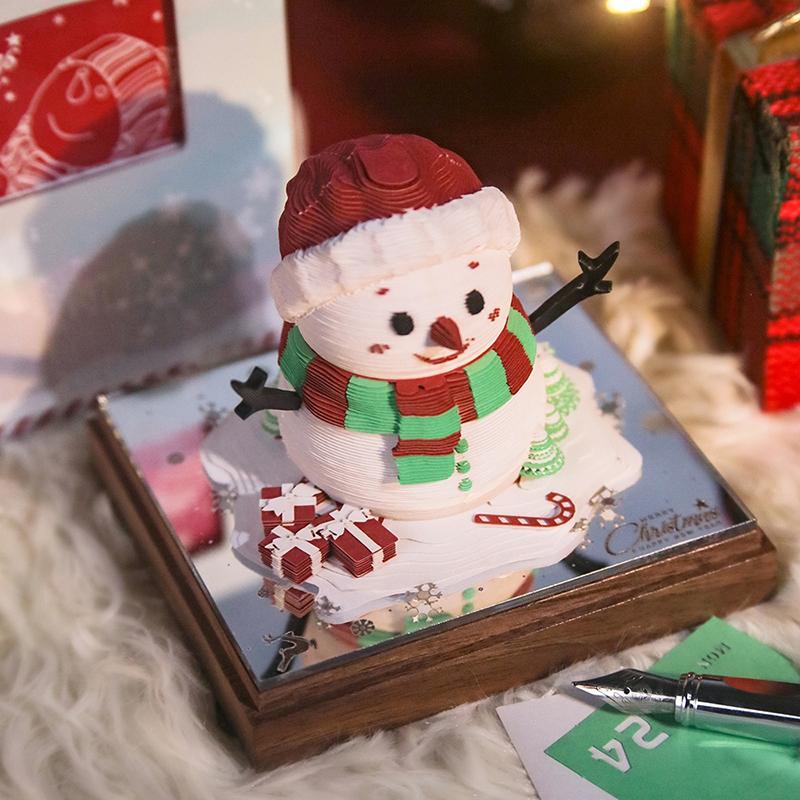 

Календарь-часы 2026 Настольный календарь со светодиодной подсветкой 3D отрывной календарь Бумажное искусство Резка бумаги Блок для заметок Рождественский подарок