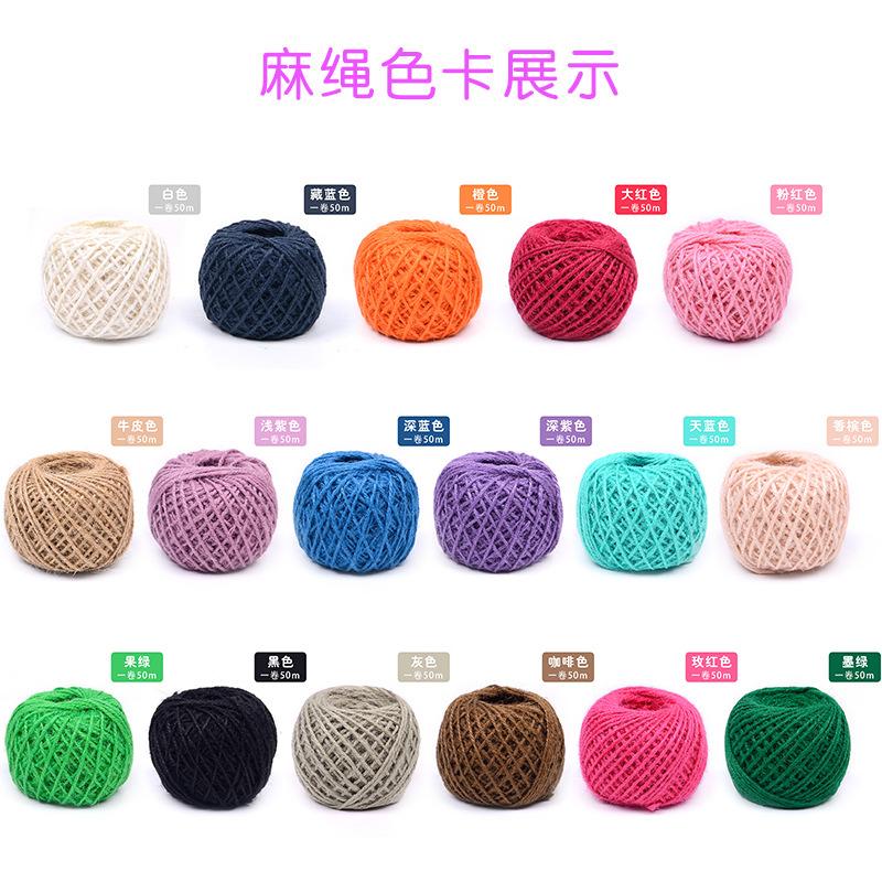 Color Hemp Rope Diy Hand-Woven Decorative Retro Style Photo Clip Jute Rope 50 Meters